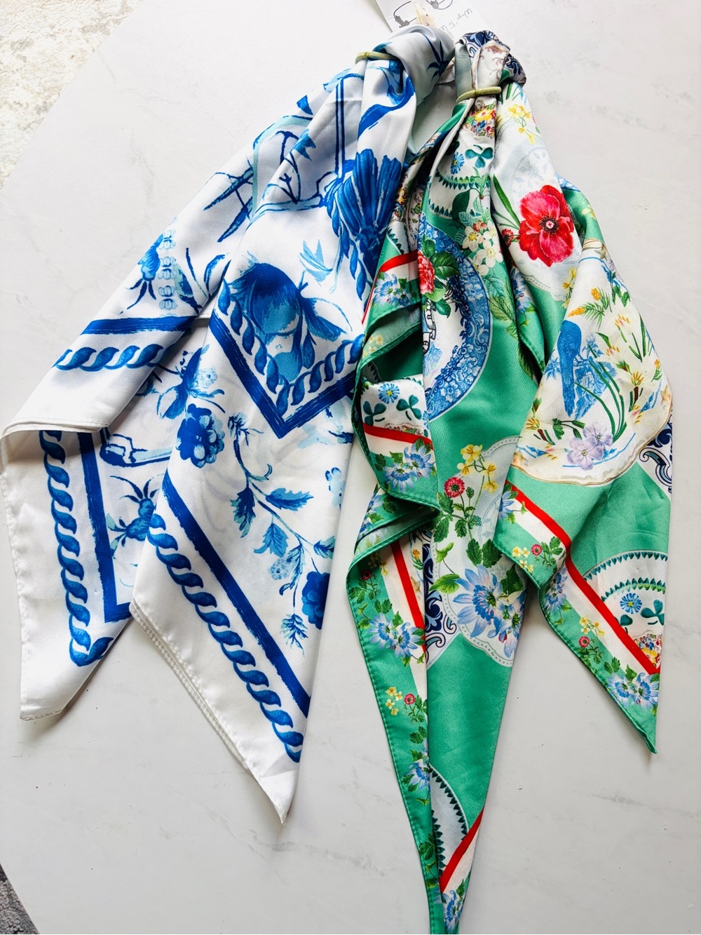 Rare! NWT Anthropologie Gardenia Floral Hair Scarf, Set of 2